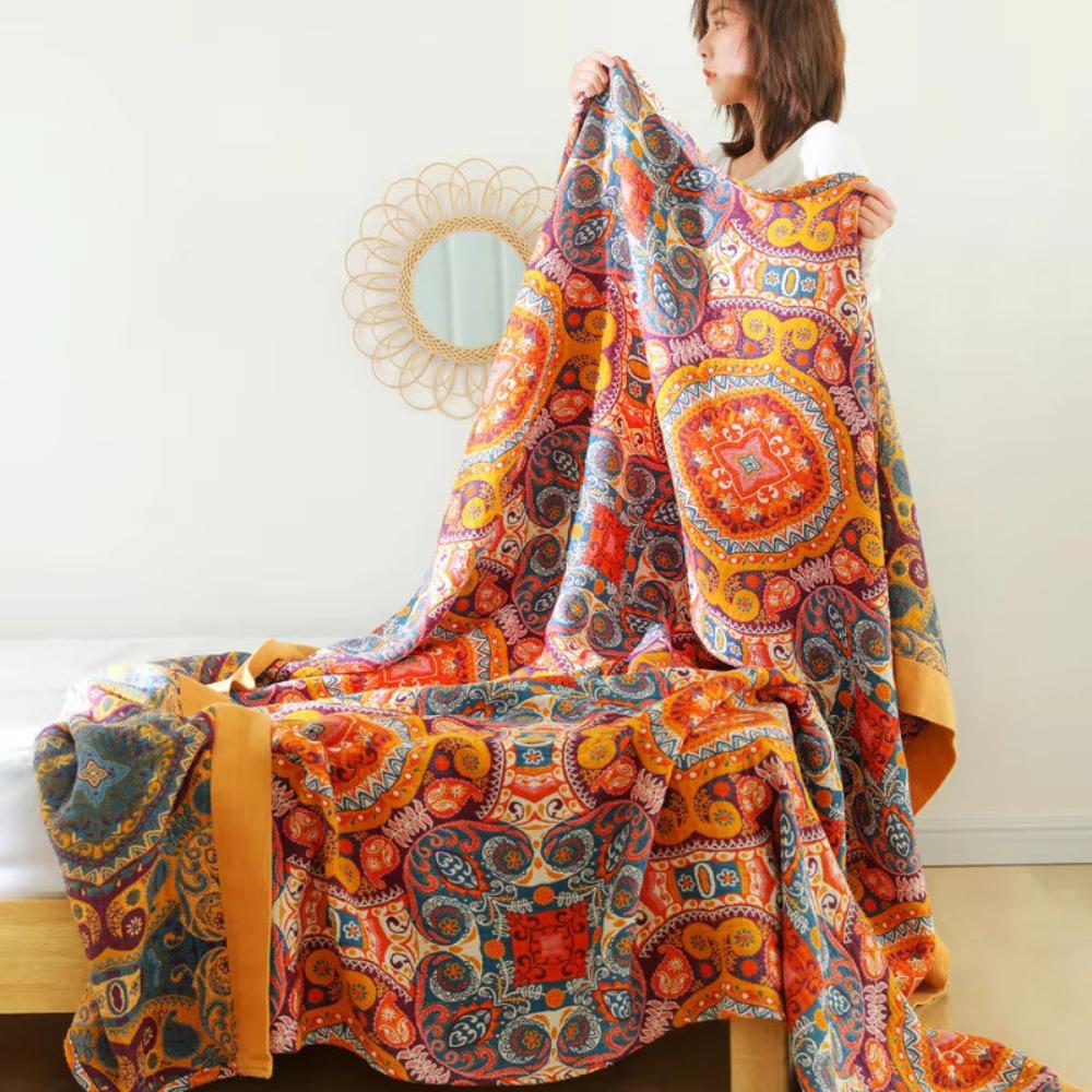 Sunrise Boho Reversible Blanket | Cotton Blanket