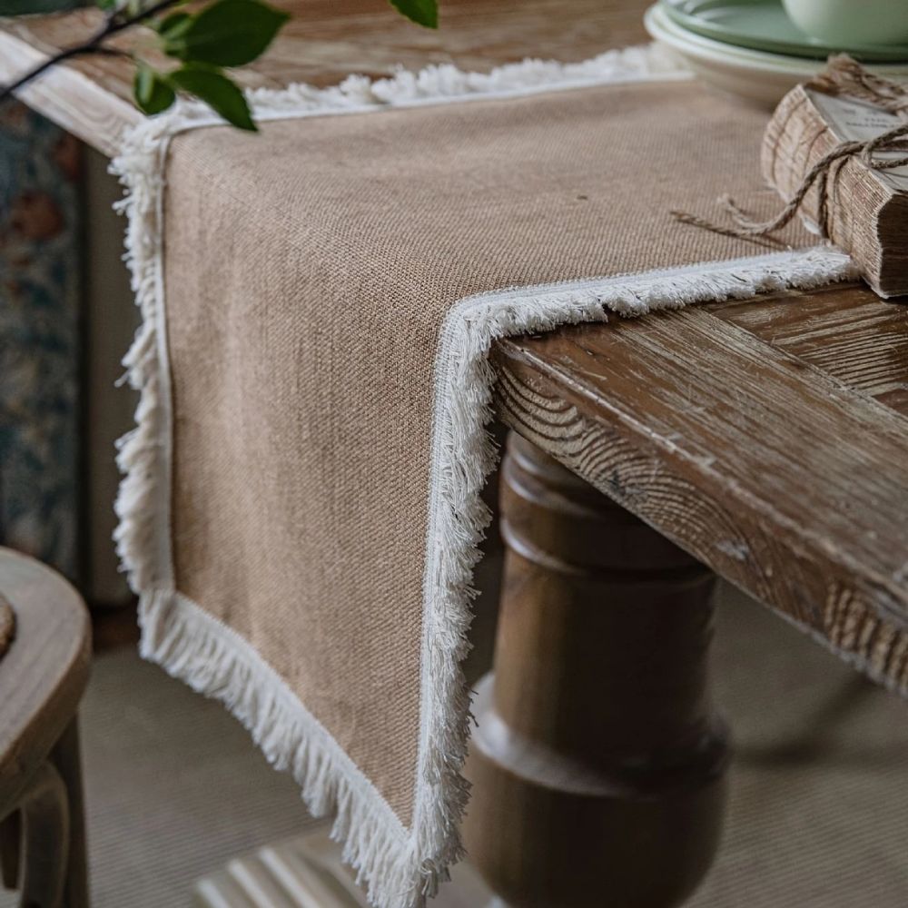 Burlap Charm Boho Table Runner