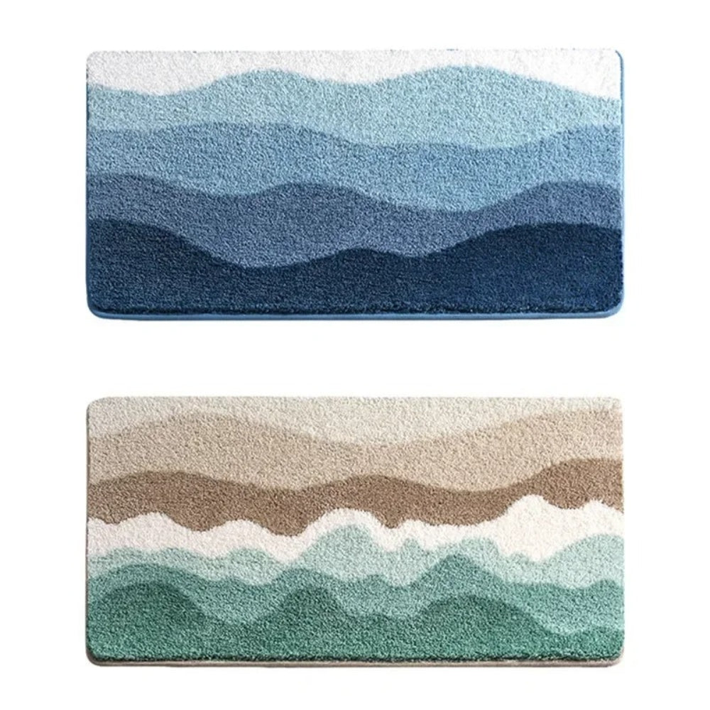 Coastal Wave Pattern Non-Slip Bath Mat