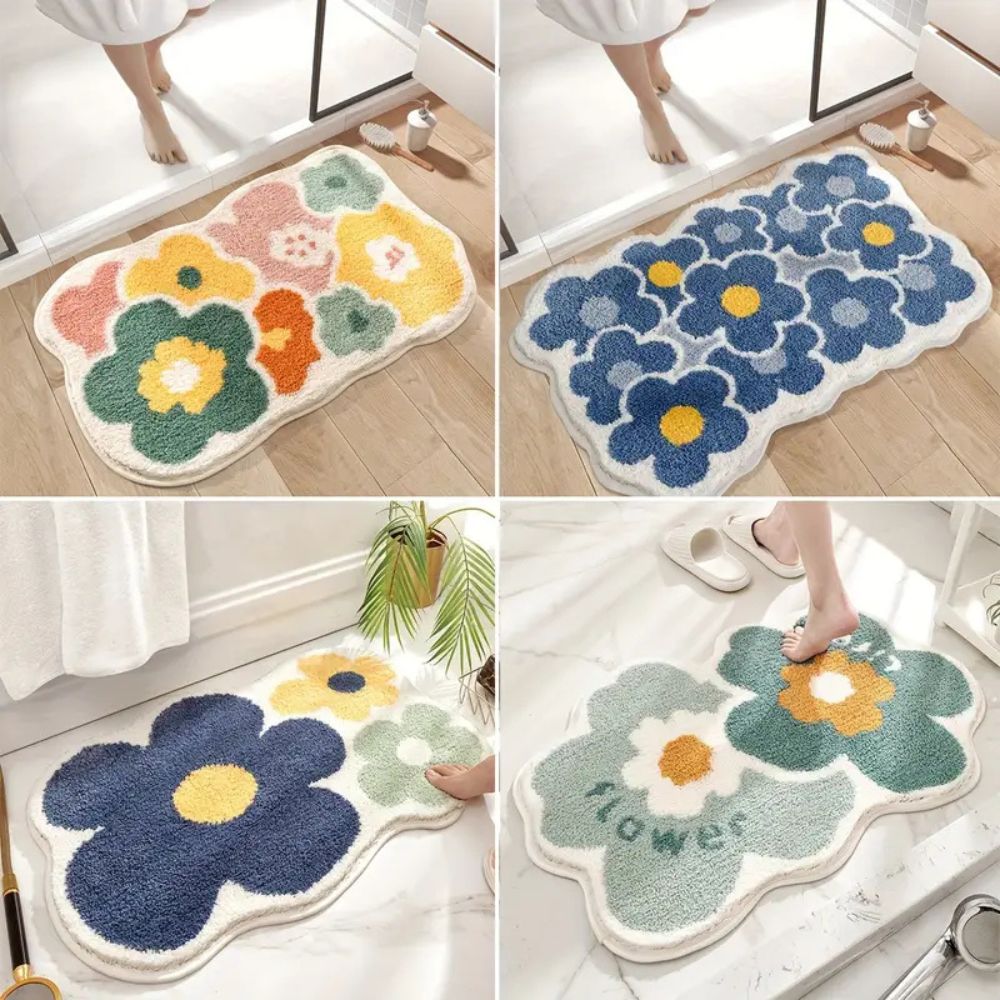Floral Tufted Absorbent Bath Mat