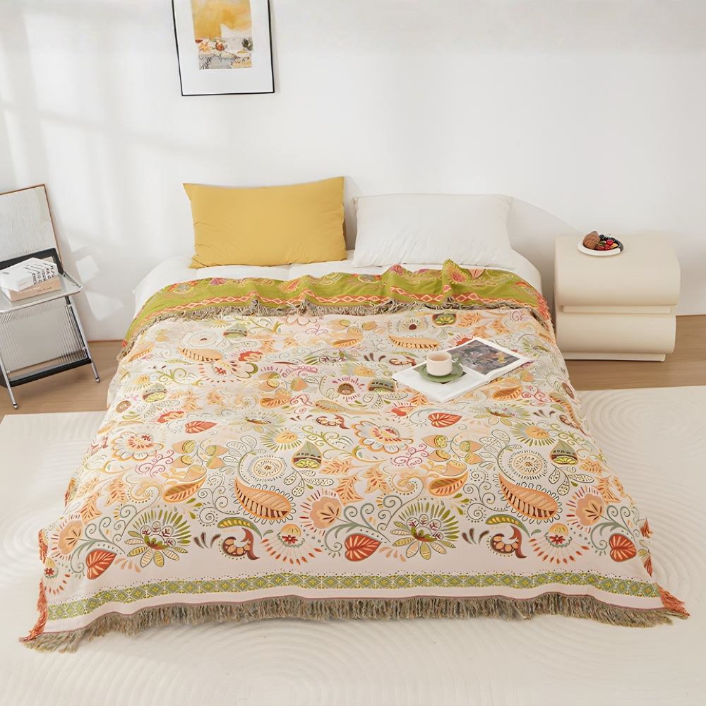 Autumn Leaf Boho Reversible Blanket