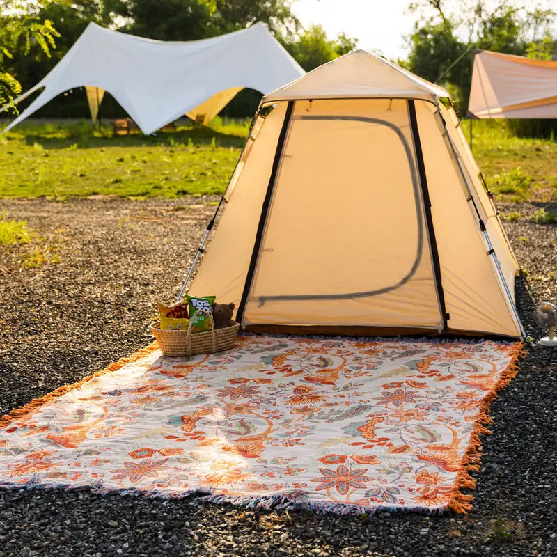 Rustic Floral Boho Blanket | Cotton Floral Blanket