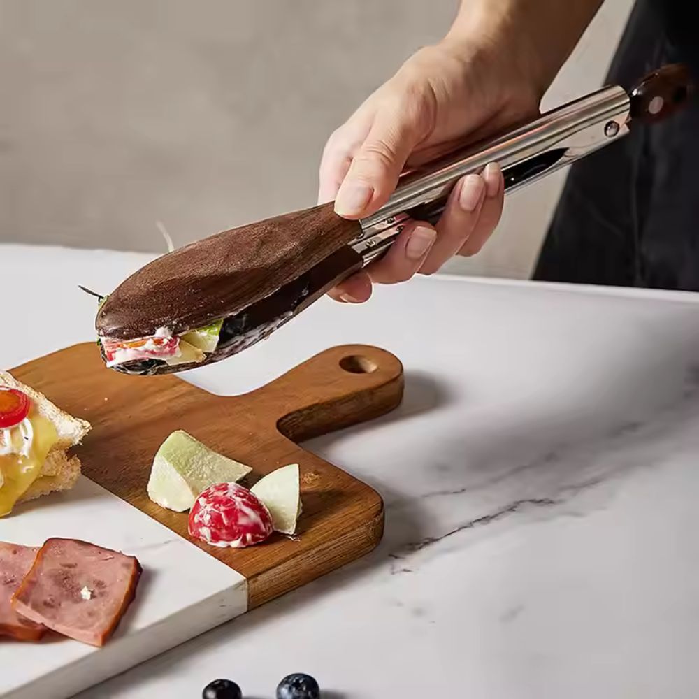 Wood & Steel Tongs | Set of 2