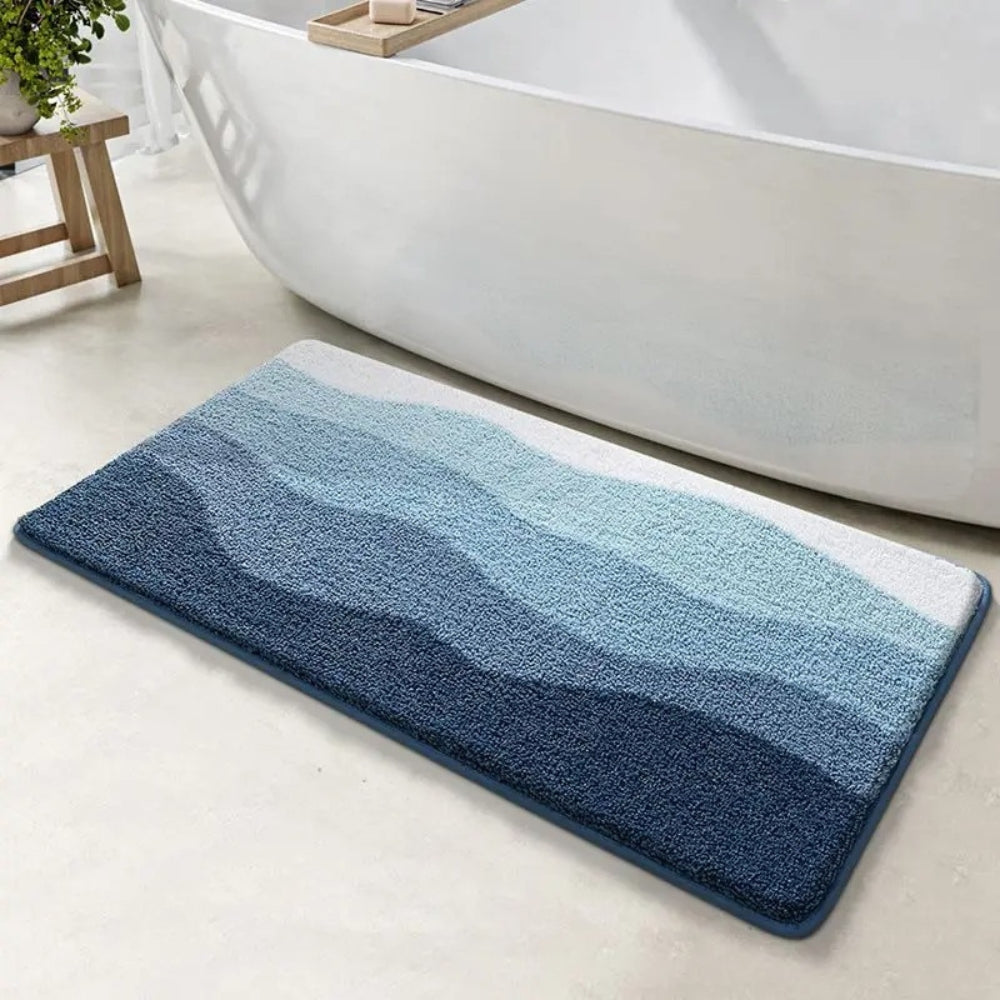 Coastal Wave Pattern Non-Slip Bath Mat