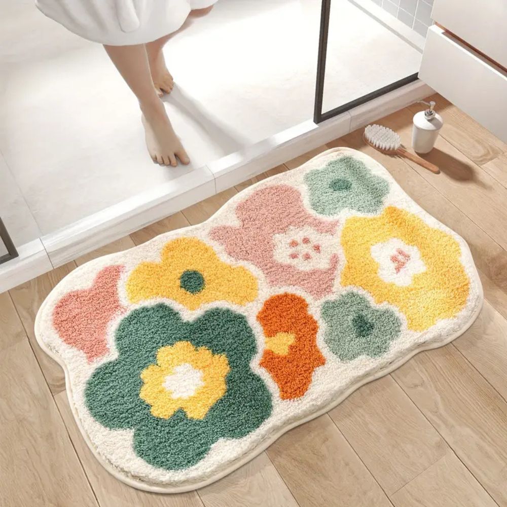 Floral Tufted Absorbent Bath Mat